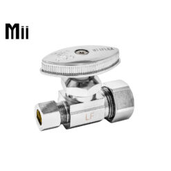 2 Pack 1/4 Turn Angle Stop Valve – 3/8” OD Compression X 1/2” PEX, Chrome Plated